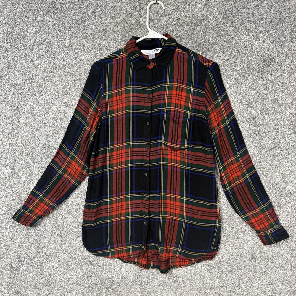 Old Navy Button Up Shirt SP Preppy Tartan Plaid Dark Academia Holiday Soft Cozy